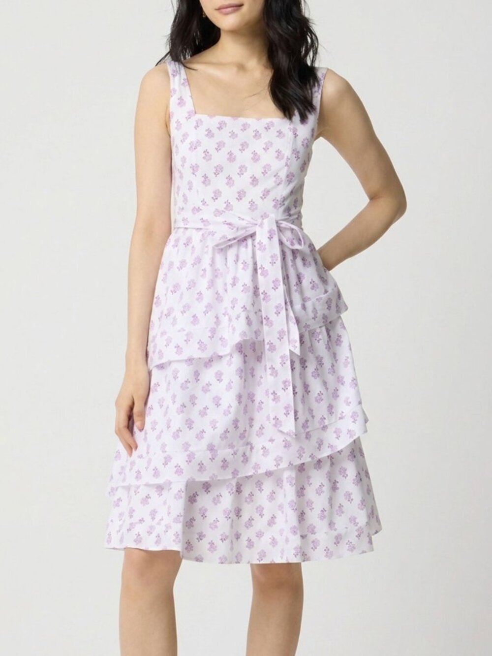 J. Crew Factory Sleeveless Tiered Midi Dress 8